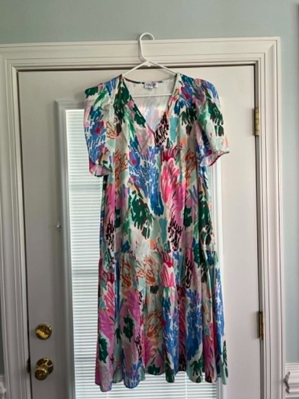 Crosby by Mollie Burch Abstract Midi Dress EUC Lined, pockets Size Medium